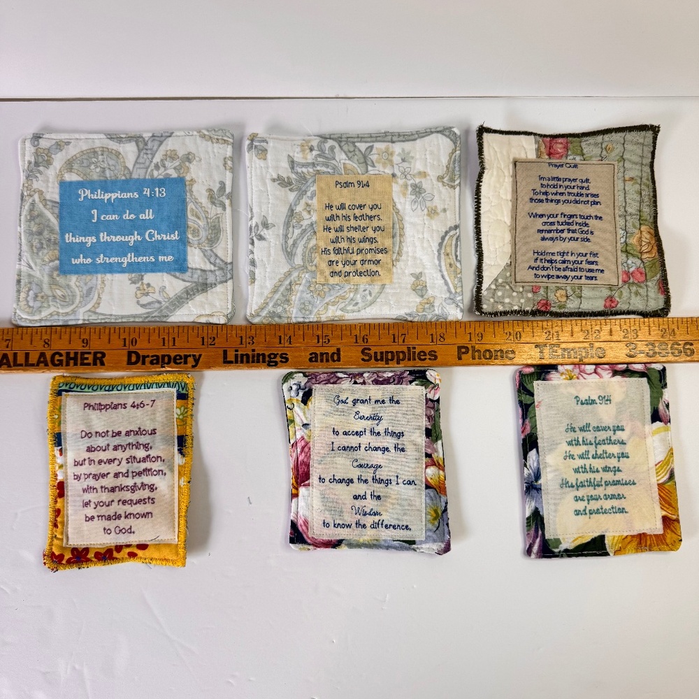 6 Handcrafted Prayer Quilts Unique lot‎